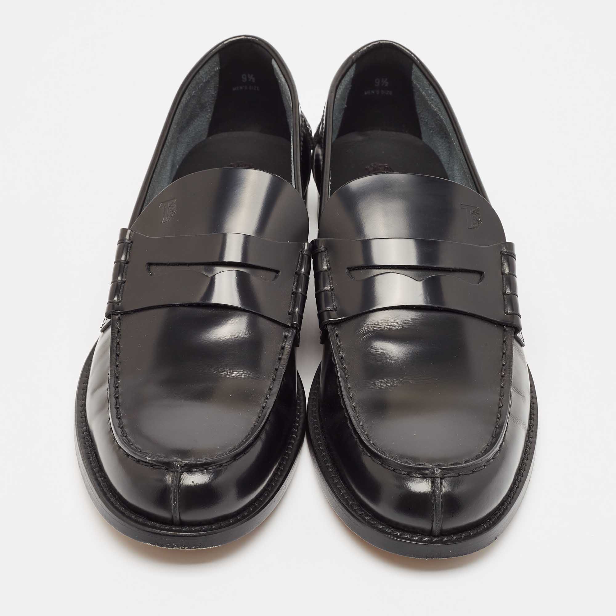 Tod's Black Patent Leather Penny Loafers Size 44