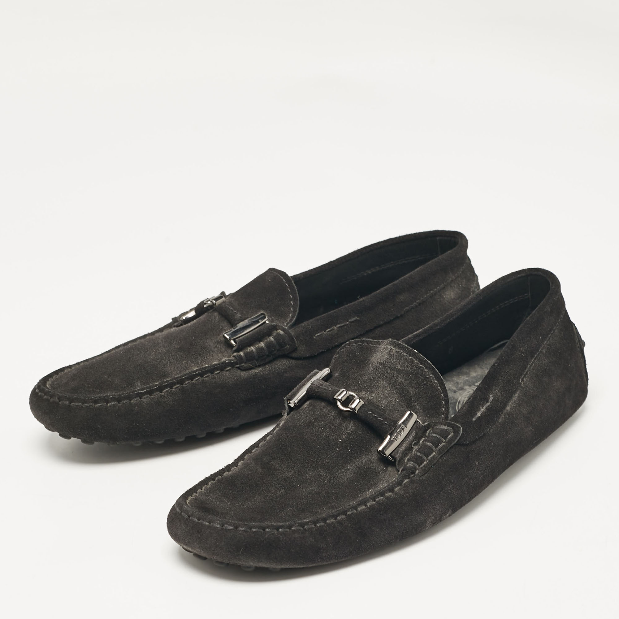 Tod's Black Suede Slip On Driver Loafers Size 42