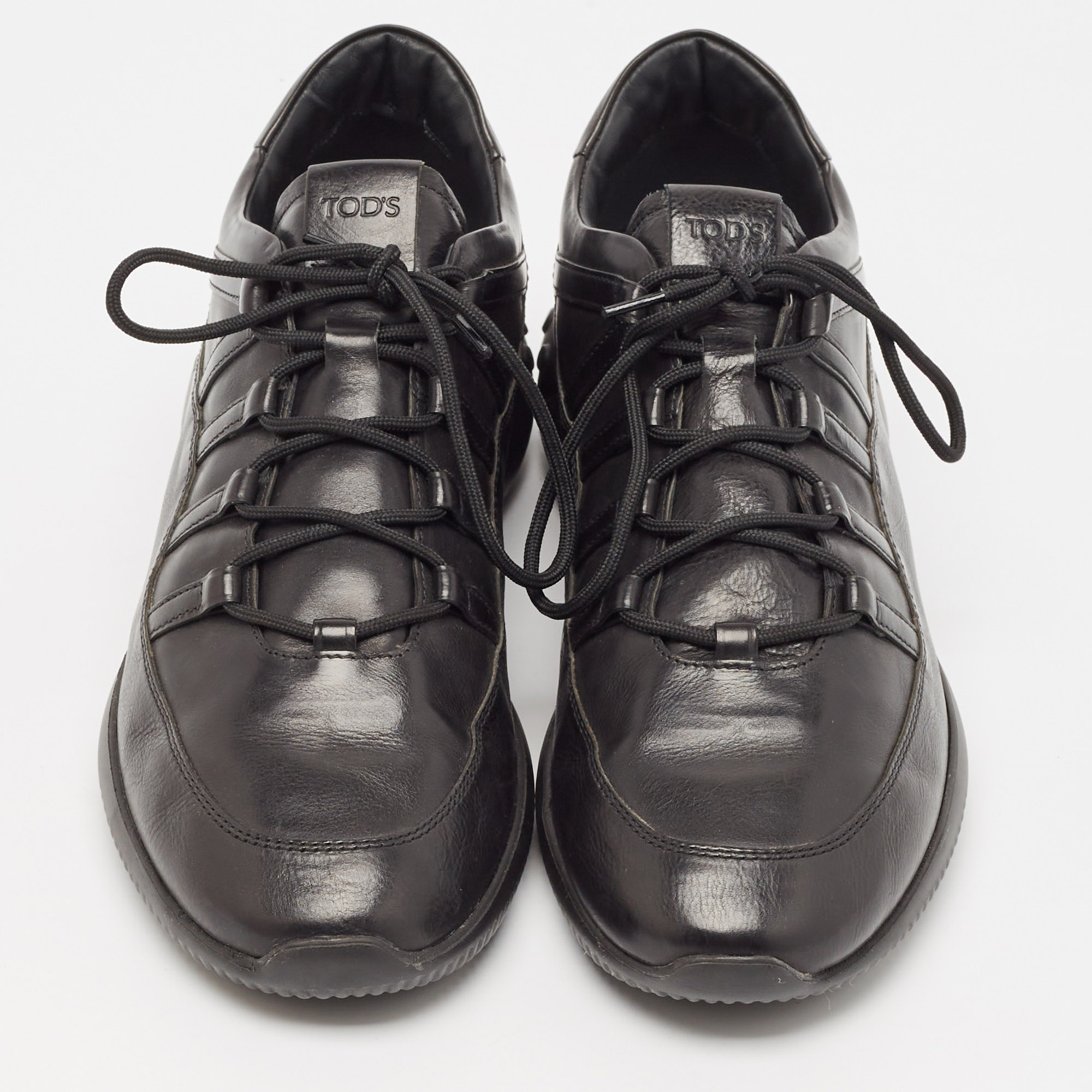 Tod's Black Leather Lace Up Sneakers Size 44