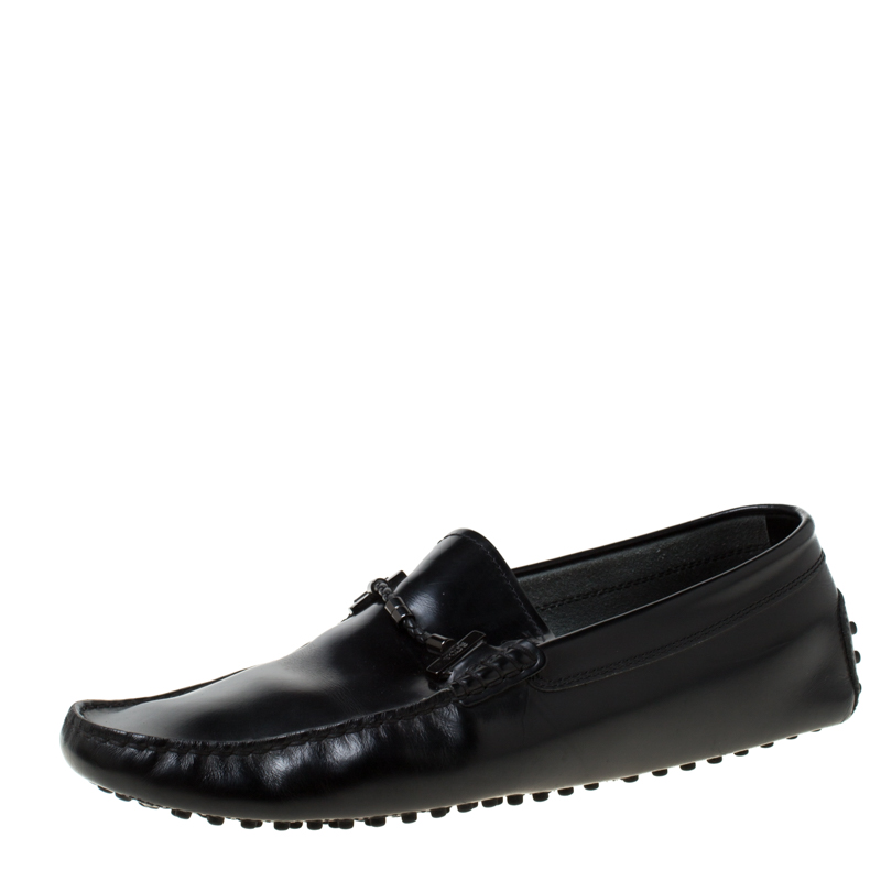 Image of Tod's Black Leather Gommino Loafers Size