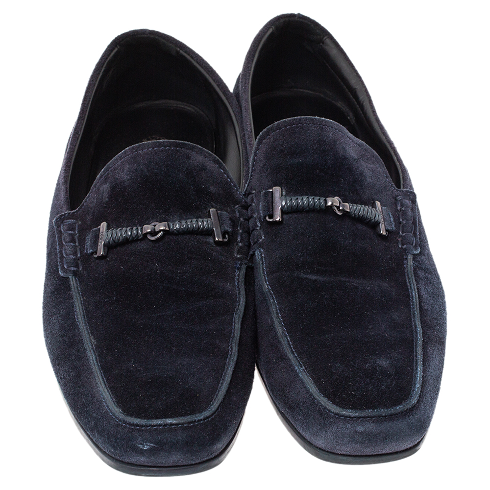 Tod's Blue Suede Braided Bit Loafers Size 42