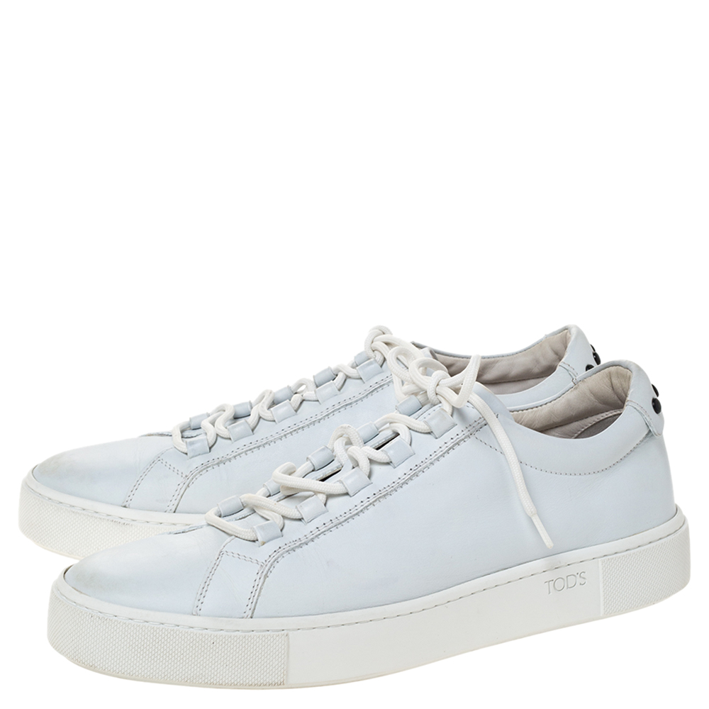 Tod's White Leather Low Top Lace Up Sneakers Size 39.5