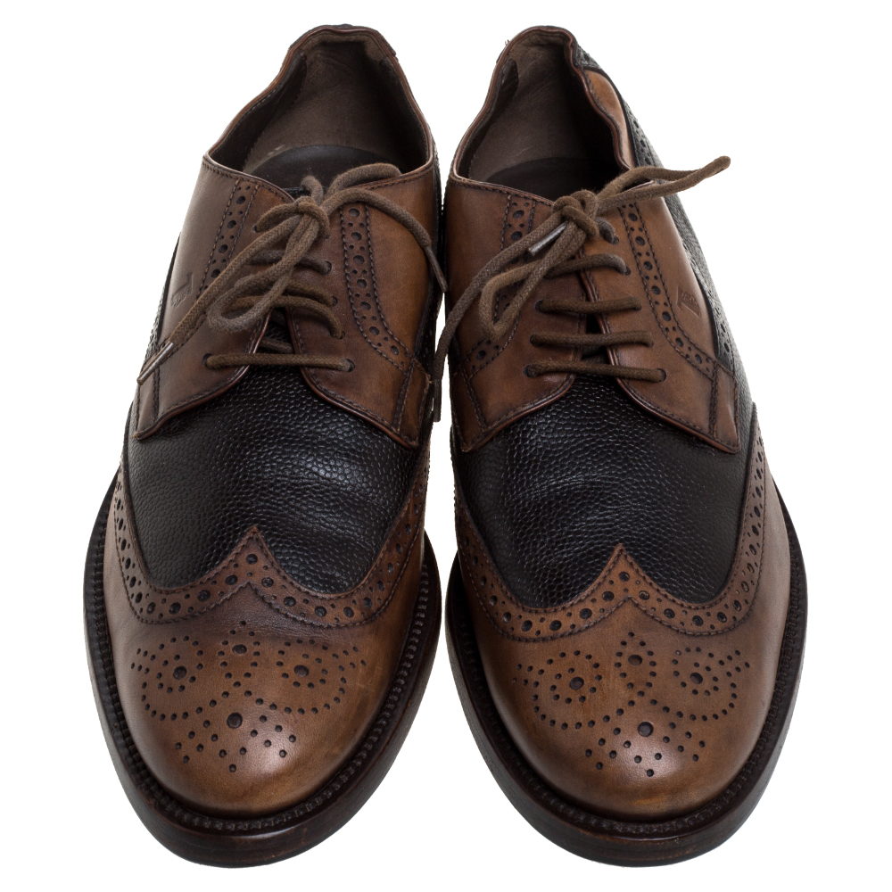 Tod's Brown Brogue Leather Lace Up Derby Size 41