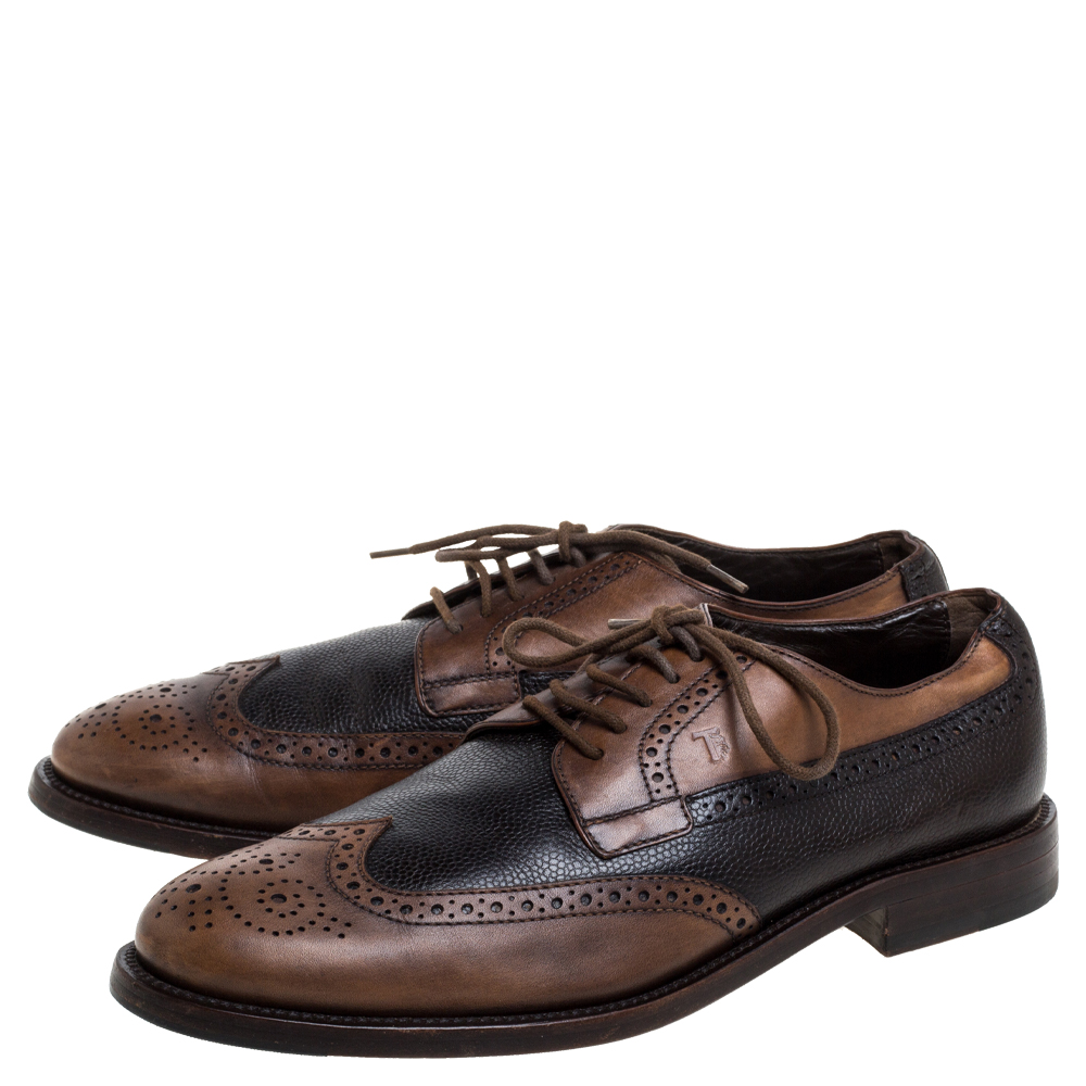 Tod's Brown Brogue Leather Lace Up Derby Size 41