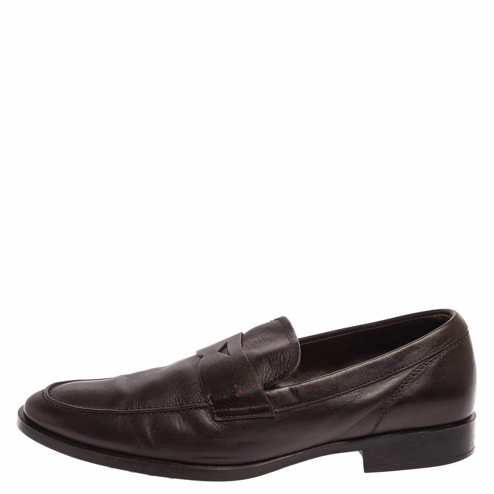 Tod's Dark Brown Leather Penny Loafers Size 40