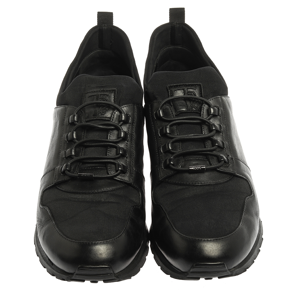 Tod's Black Leather And Nylon Lace Sneakers Size 47