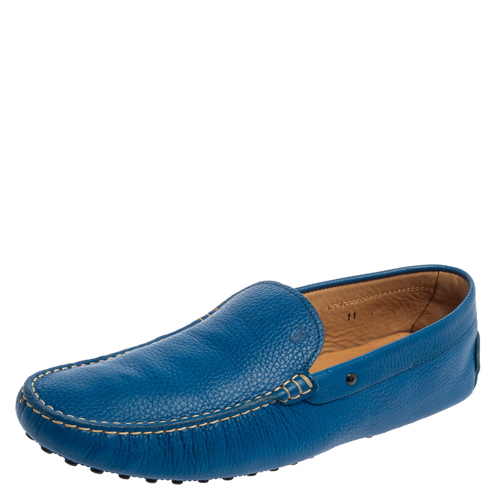 Tod's Blue Leather Loafers Size 45.5