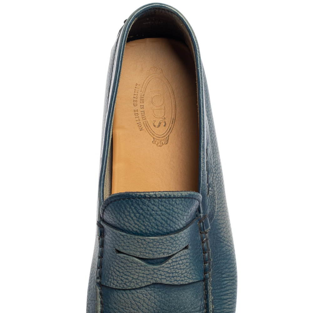 Tods Blue Leather Gommino Driving Loafers Size 45.5