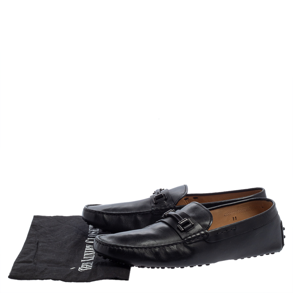 Tod's Black Leather Slip On Loafers Size 44.5