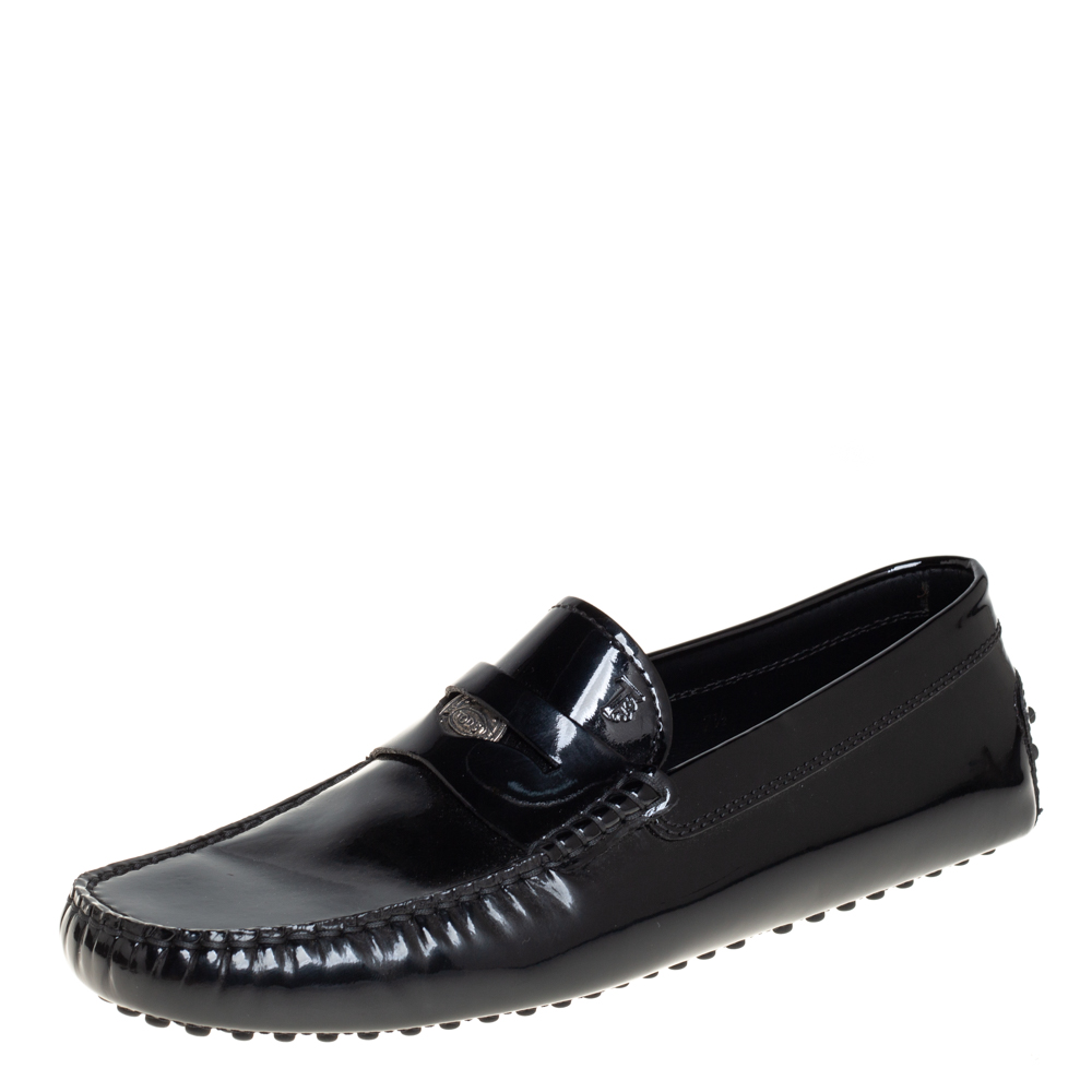 Tod's Black Patent Leather Penny Slip On Loafers Size 41.5