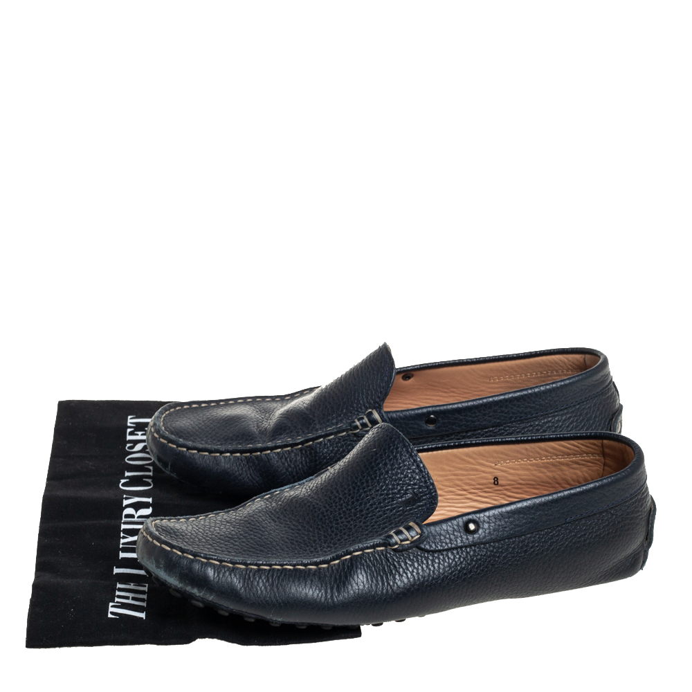 Tod's Navy Blue Leather Slip On Loafer Size 42