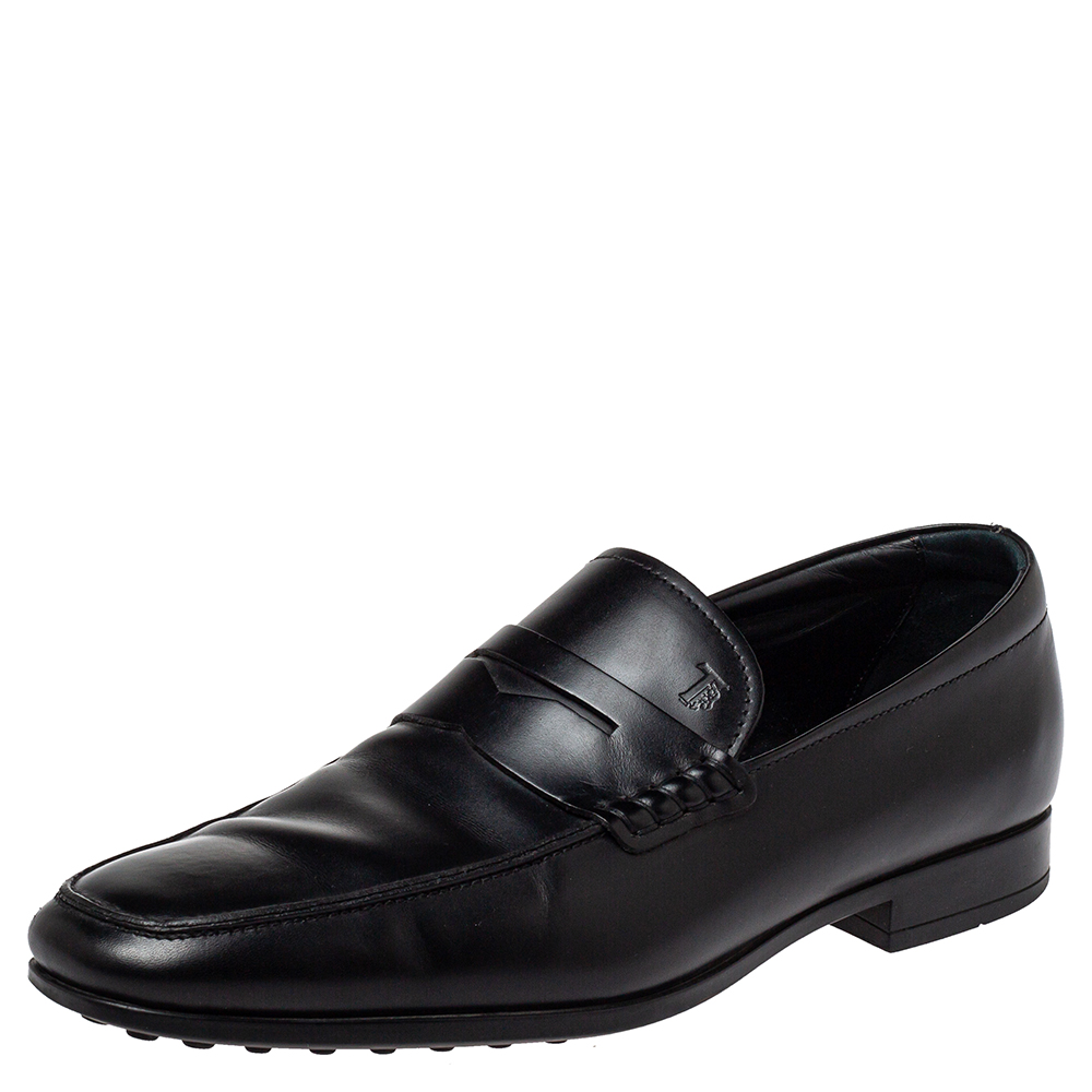 Tod's Black Leather Penny Loafers Size 41