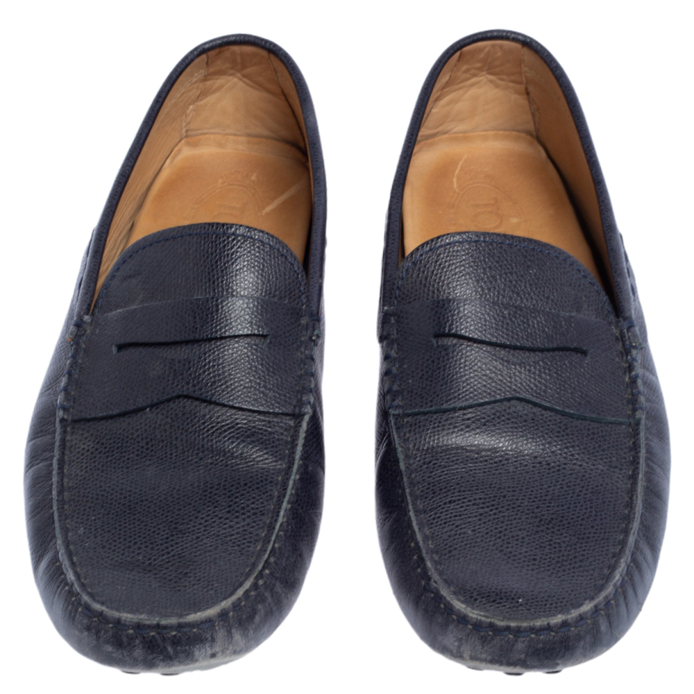 Tod's Blue Leather Penny Loafers Size 41.5