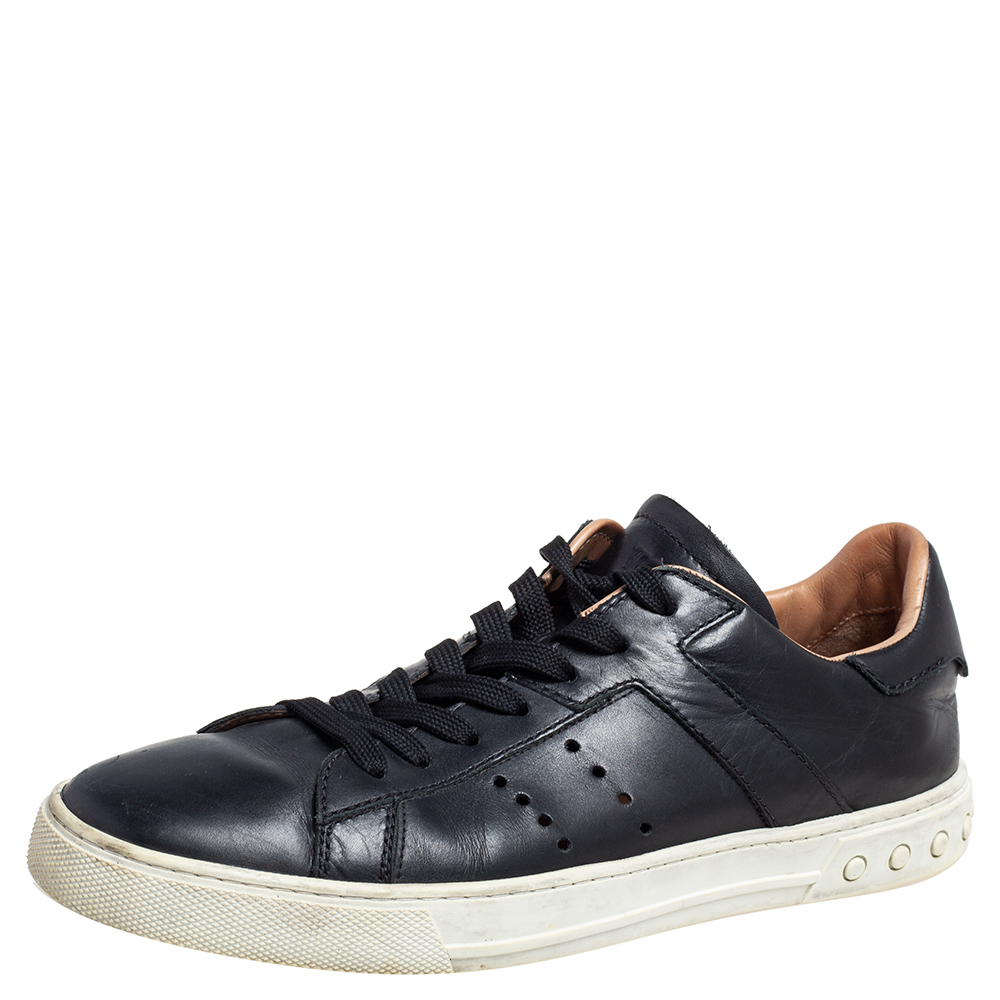 Tod's Black Leather Lace up Sneakers Size 41