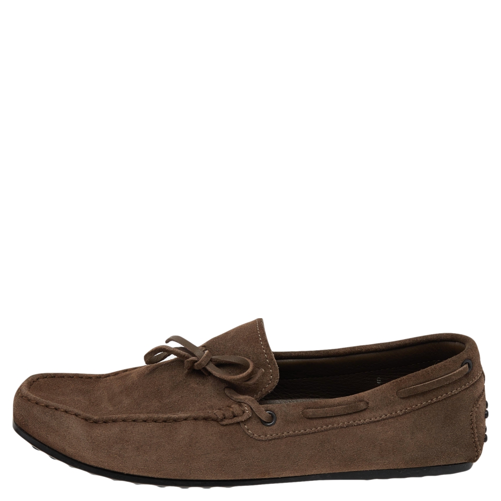 Tods Brown Suede Slip On Loafers Size 43