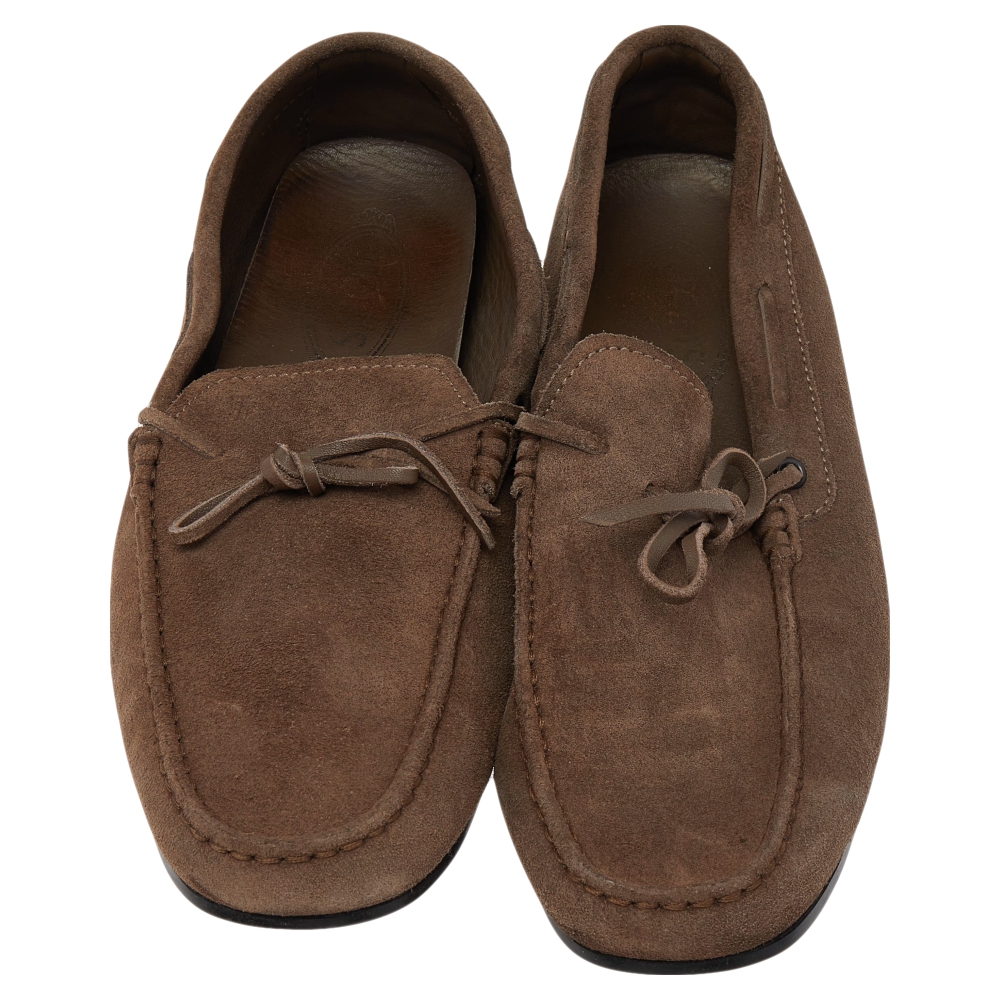 Tods Brown Suede Slip On Loafers Size 43