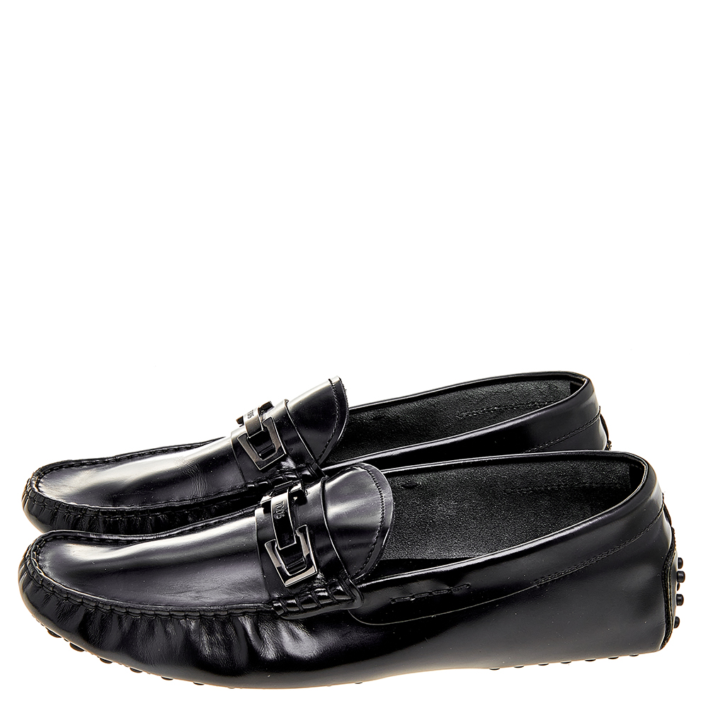 Tods Black Leather  Buckle  Loafers Size 41.5