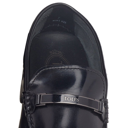 Tod's Black Leather Logo Trim Slip On Loafers Size 41