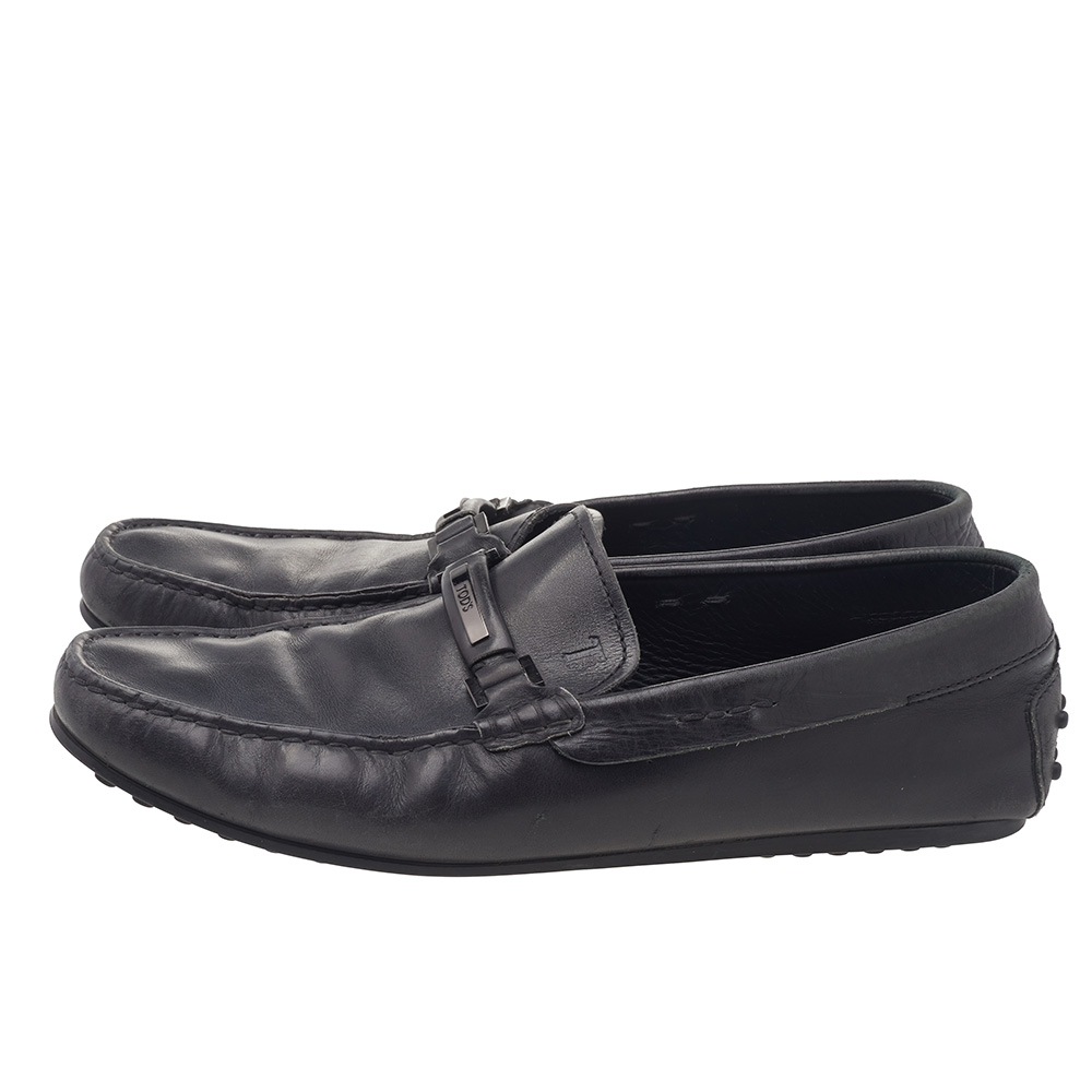 Tod's Black Leather Slip On Loafers Size 41.5