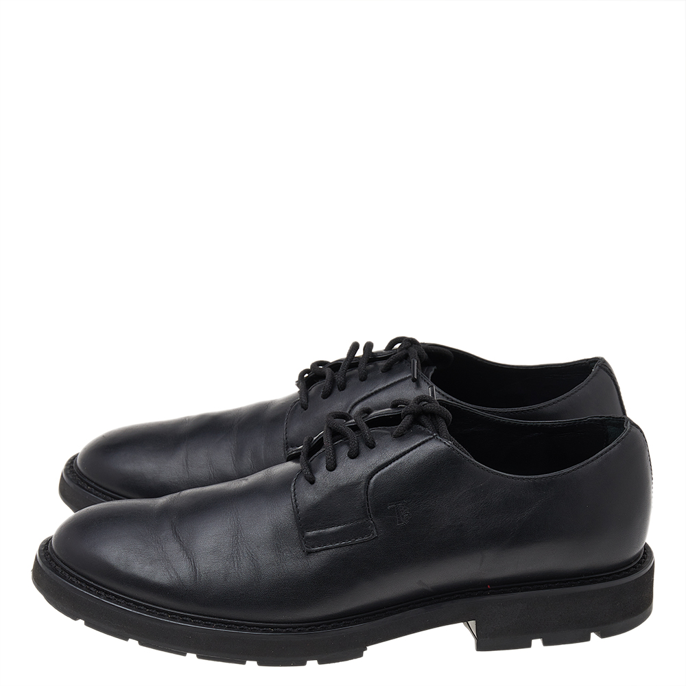 Tod's Black Leather Lace Up Oxfords Size 39.5