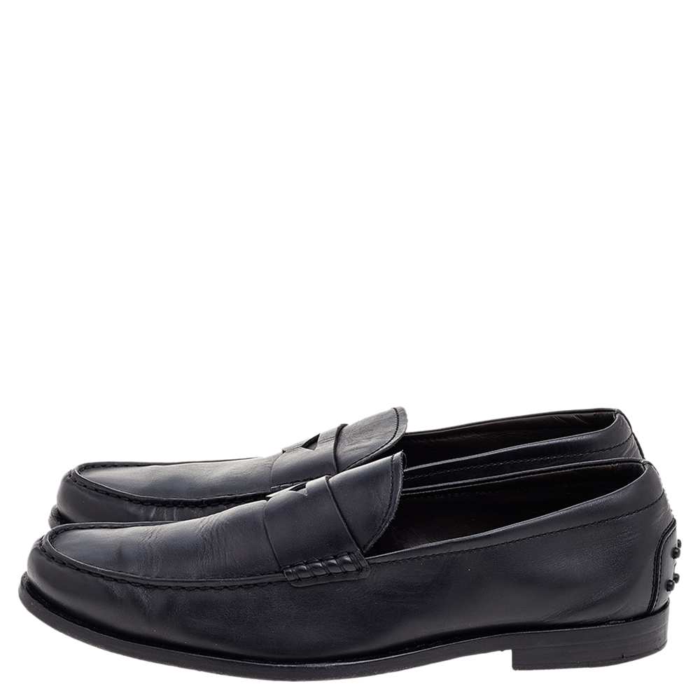Tod's Black Leather Slip On Loafers Size 42.5