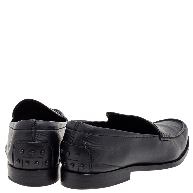 Tod's Black Leather Slip On Loafers Size 42.5