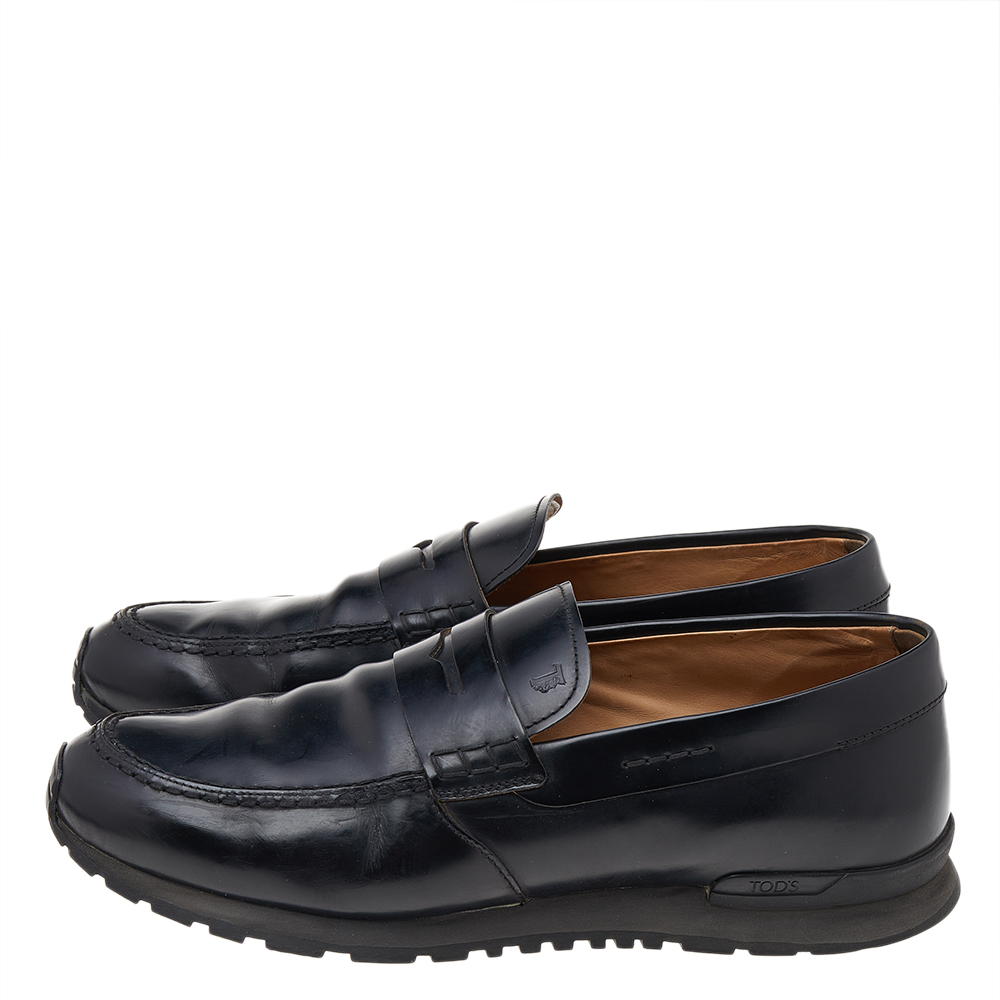 Tod's Black Leather Penny Loafers Size 42