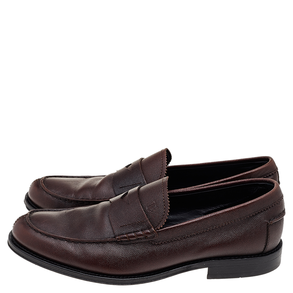 Tod's Brown Leather Slip On Loafers Size 43