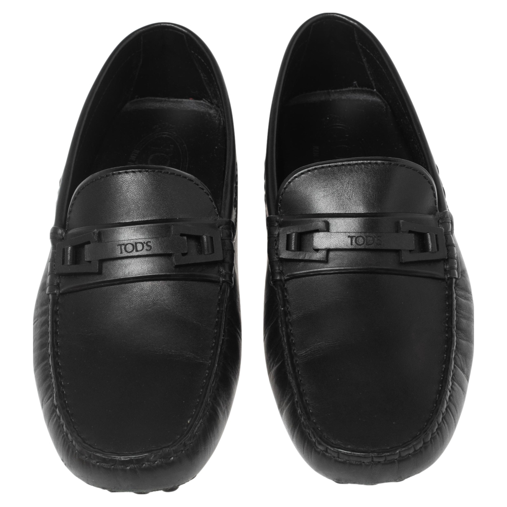Tod's Black Leather Driving Slip On Loafers Size 40