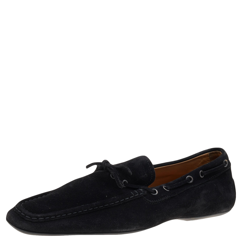 Tod's Black Suede Slip On Loafers Size 44.5