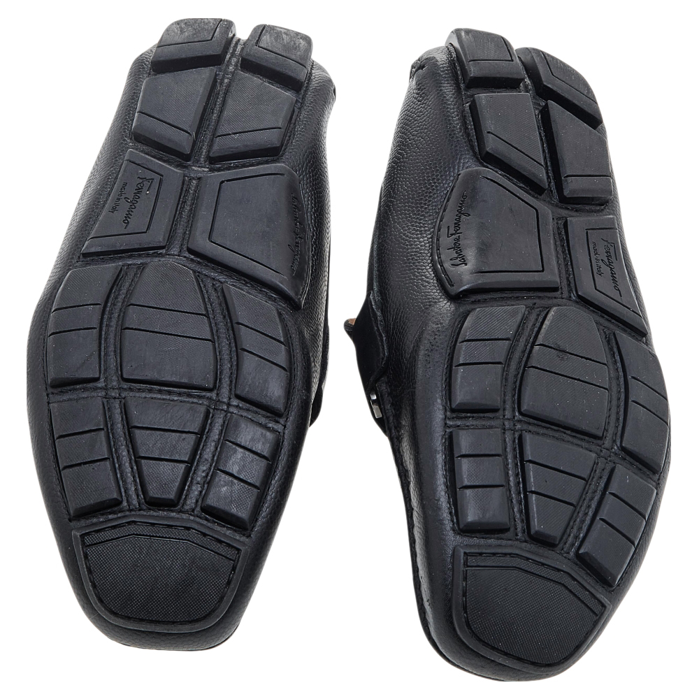 Salvatore Ferragamo Black Leather Slip On Loafers Size 41