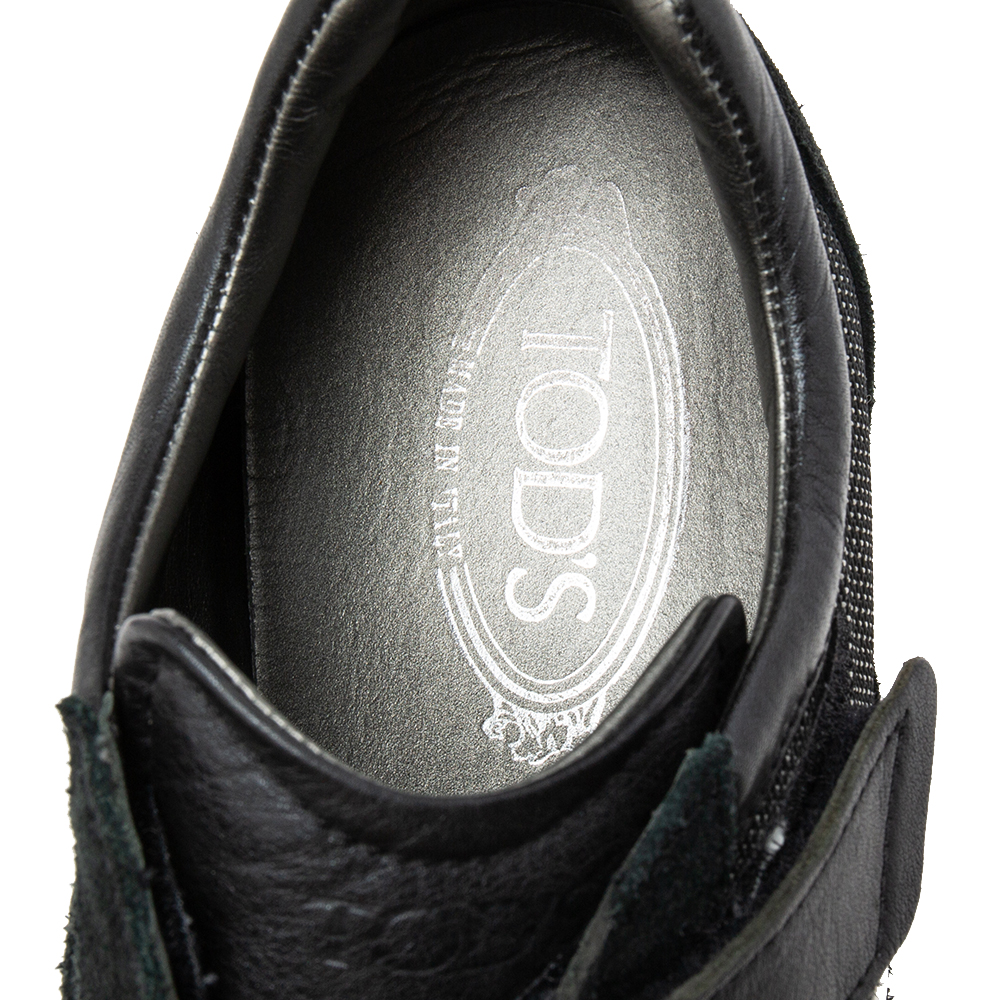Tod's Black Suede Leather And Nylon Low-Top Sneakers Size 42