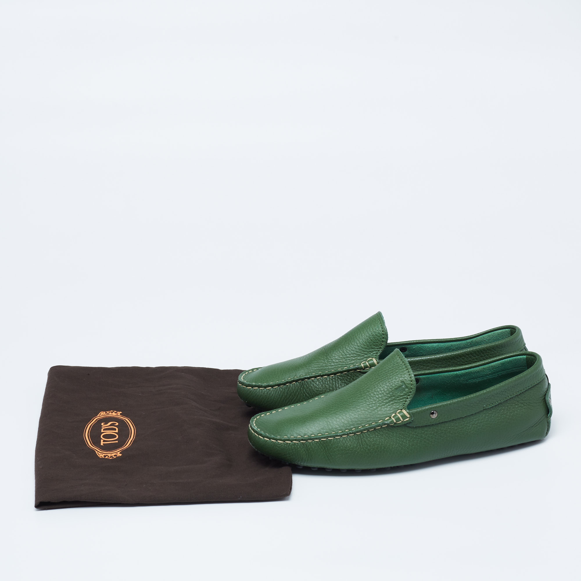 Tod's Green Leather Driving Loafers Size 42