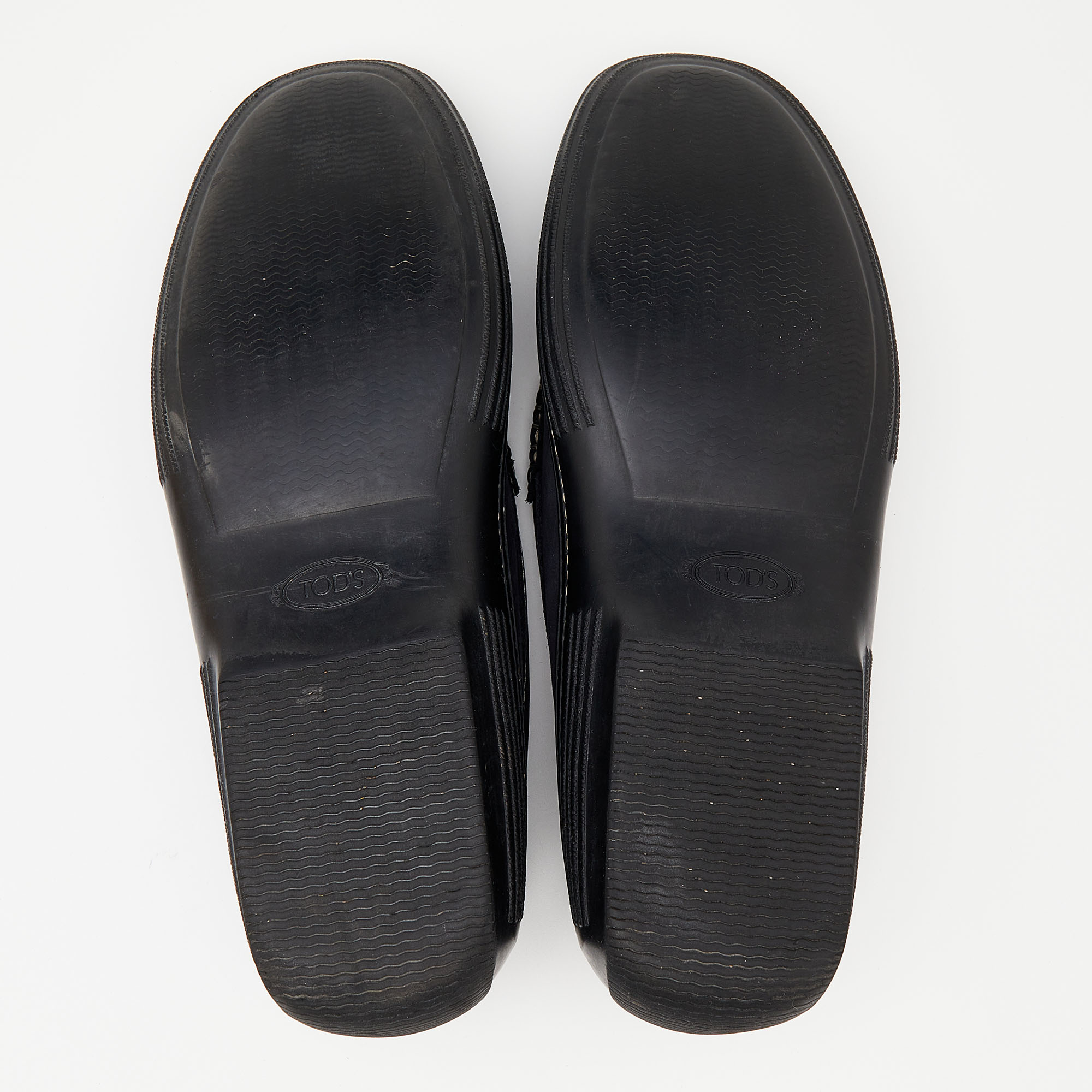 Tod's Navy Blue Nubuck Leather Penny Slip On Loafers Size 40