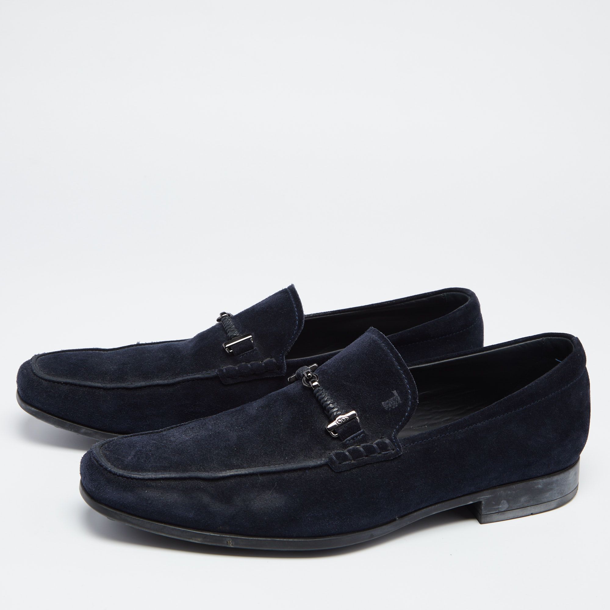 Tod's Navy Blue Suede Slip On Loafers Size 42