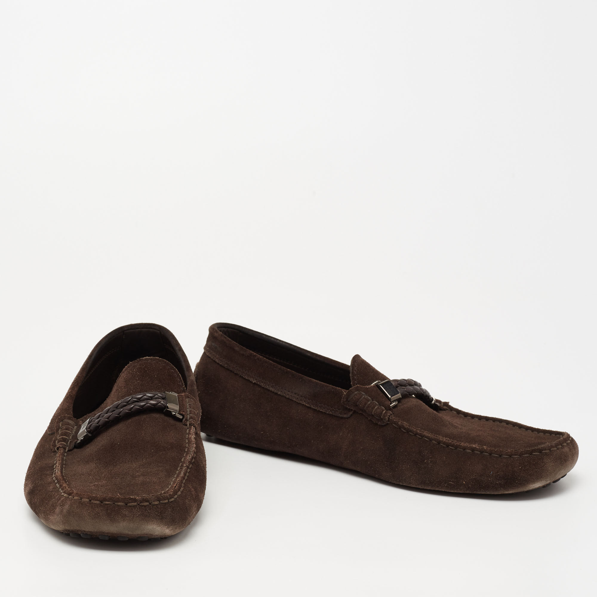 Tod's Dark Brown Suede Slip On Loafers Size 44.5