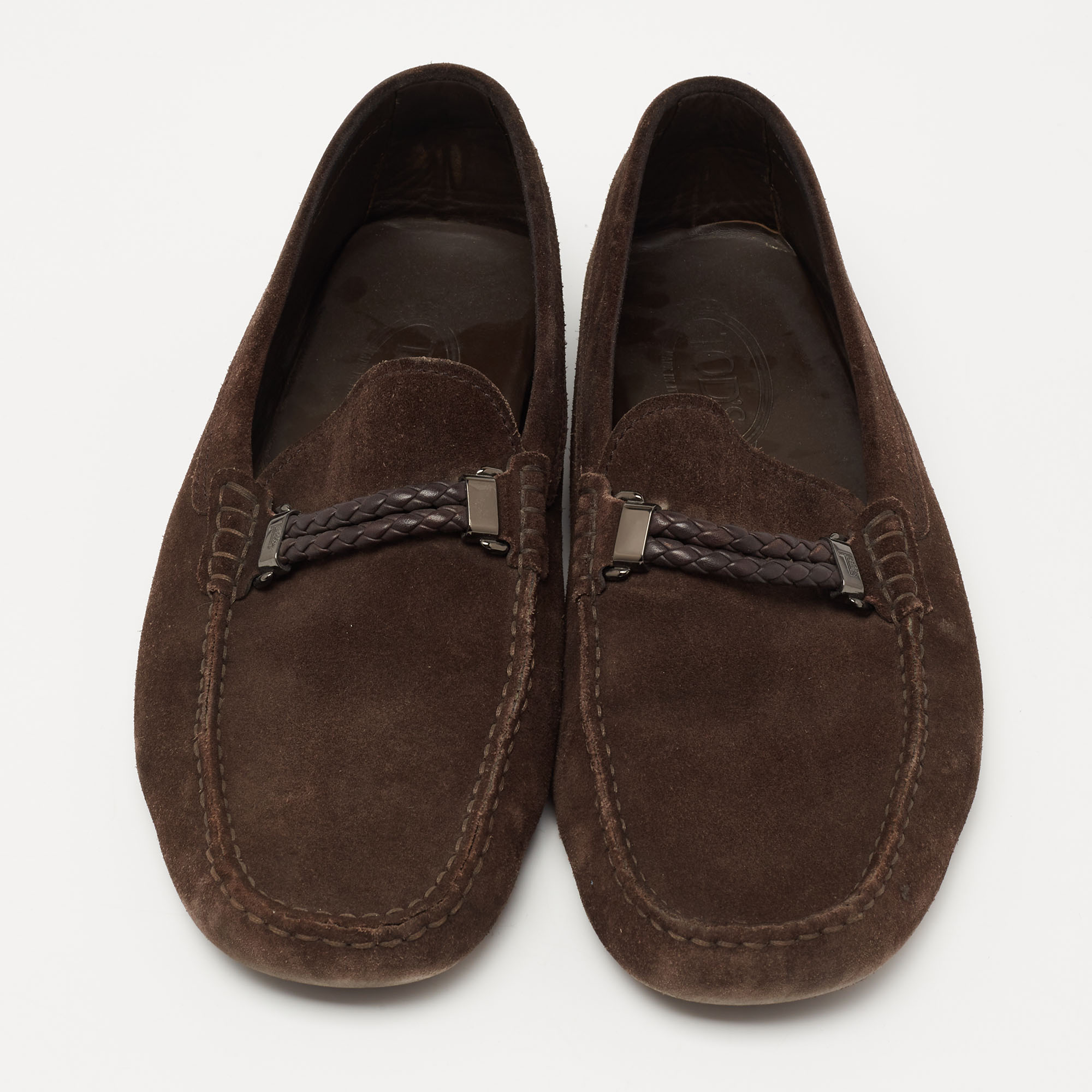 Tod's Dark Brown Suede Slip On Loafers Size 44.5
