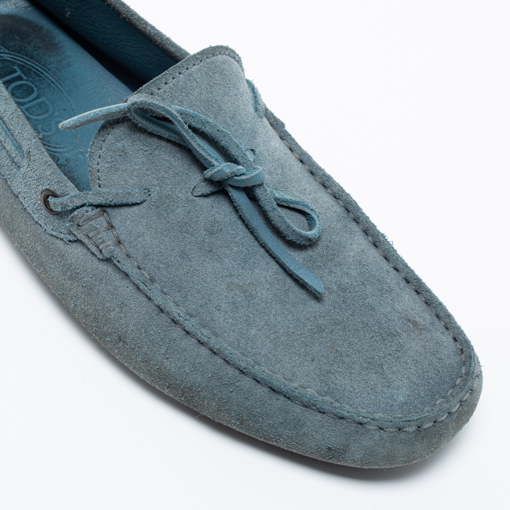Tod's Light Blue Suede Bow Loafers Size 41