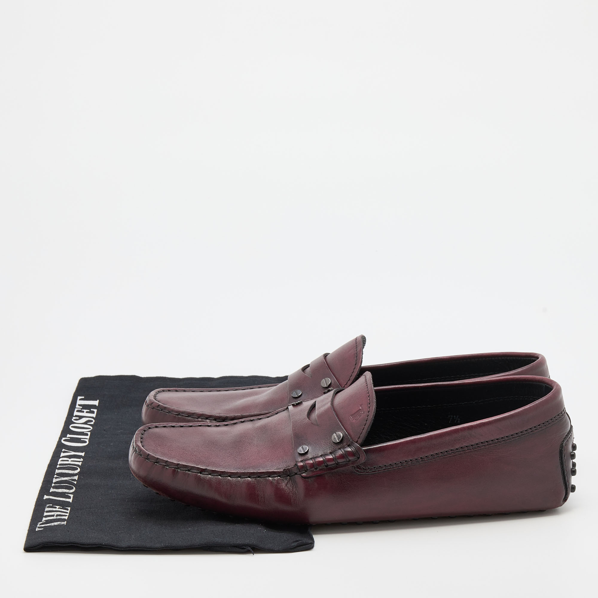 Tod's Burgundy Leather Slip On Loafers Size 41.5