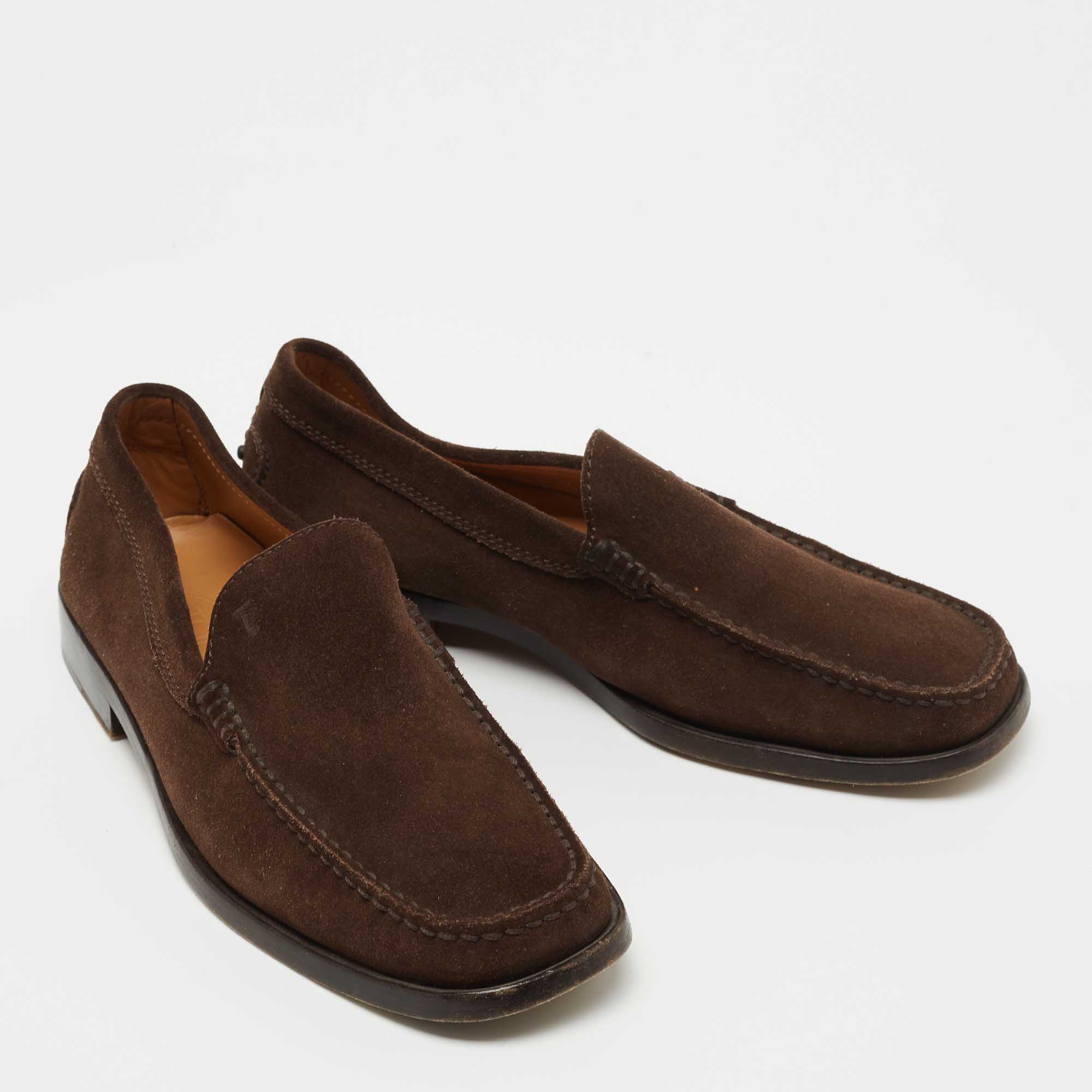 Tod's Brown Suede Slip On Loafers Size 40