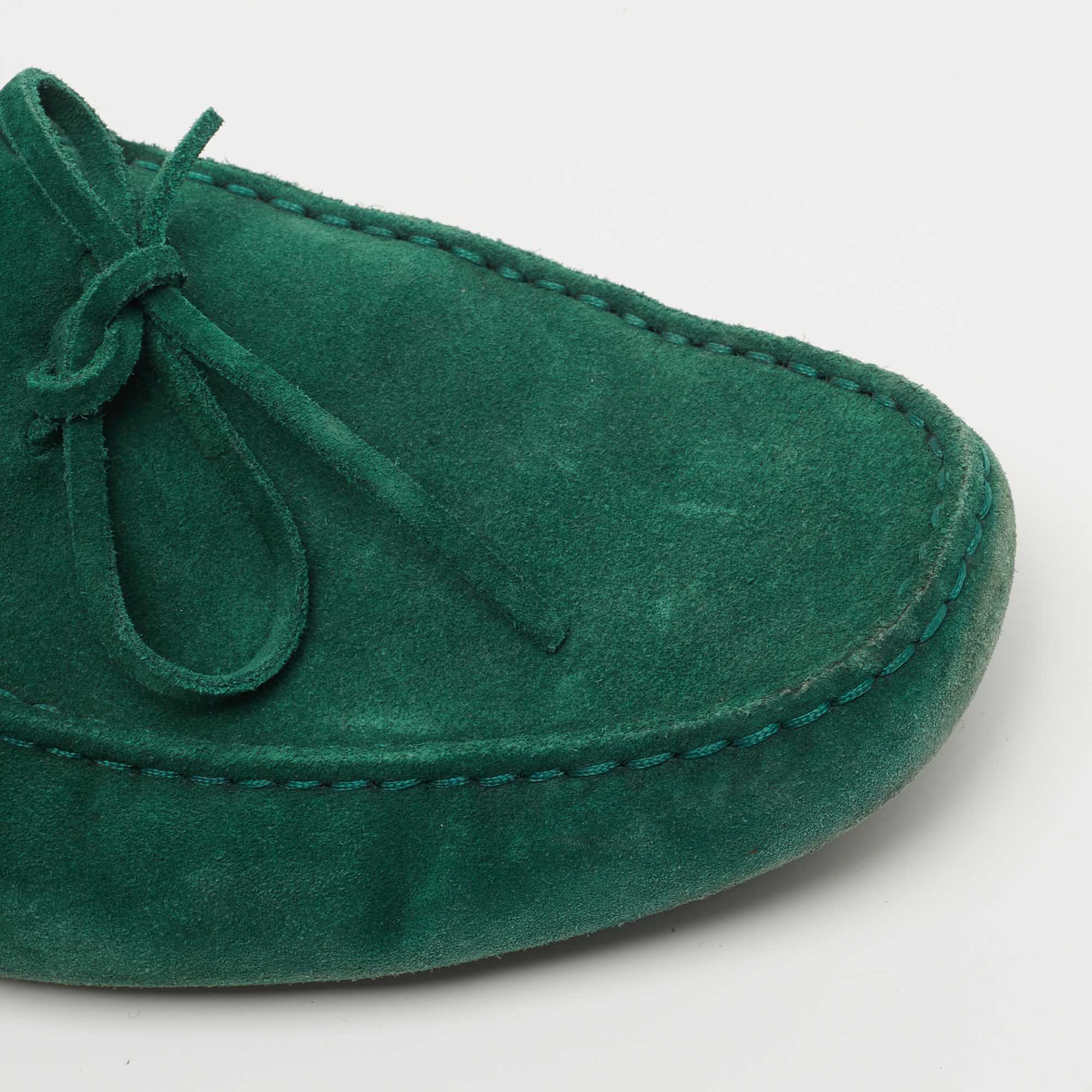 Tod's Green Suede Bow Slip On Loafers Size 43