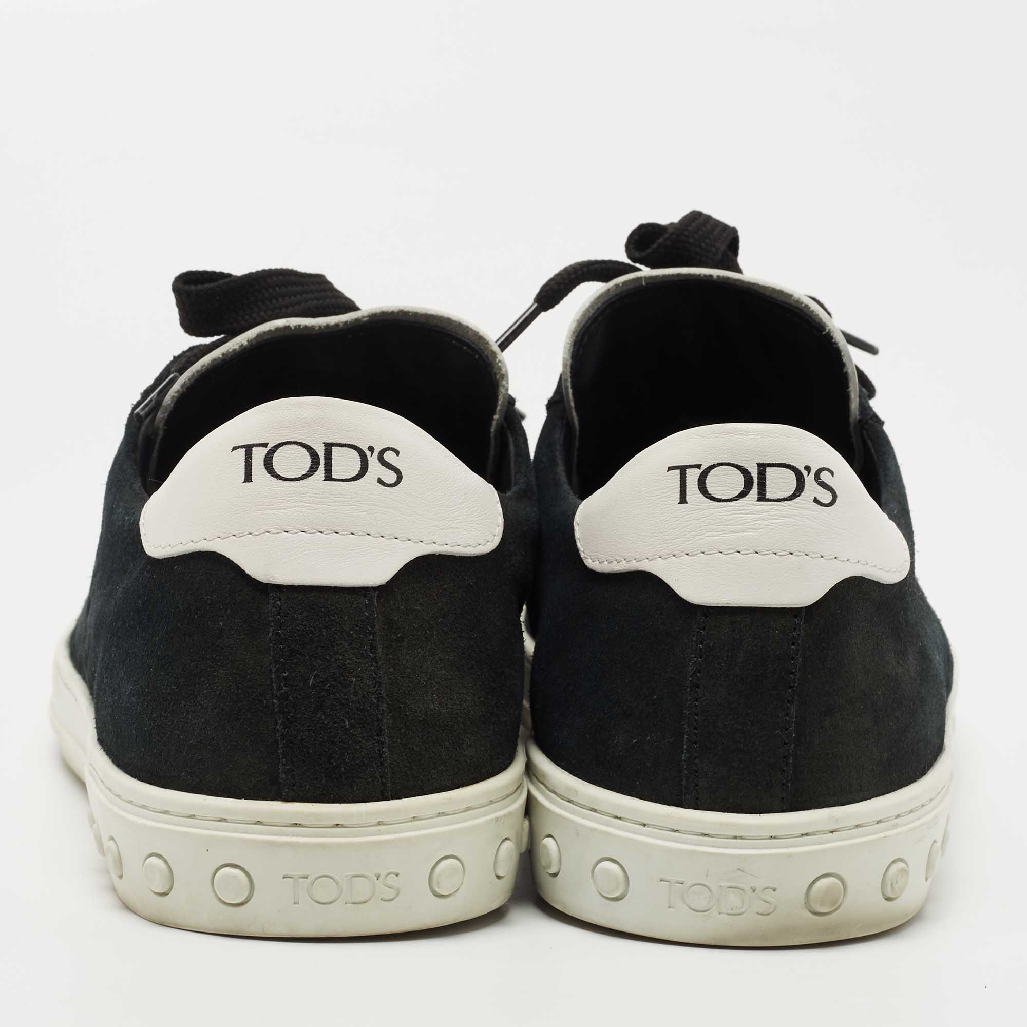 Tods Navy Blue/White Suede And Leather Low Top Sneakers Size 41.5