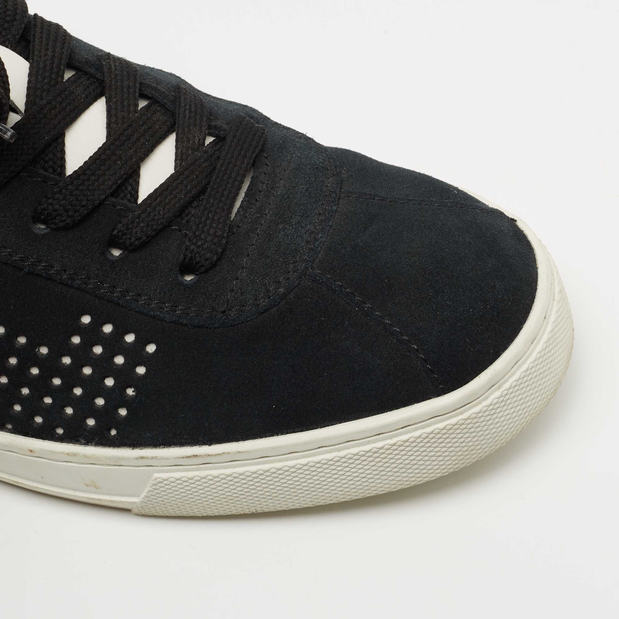 Tods Navy Blue/White Suede And Leather Low Top Sneakers Size 41.5