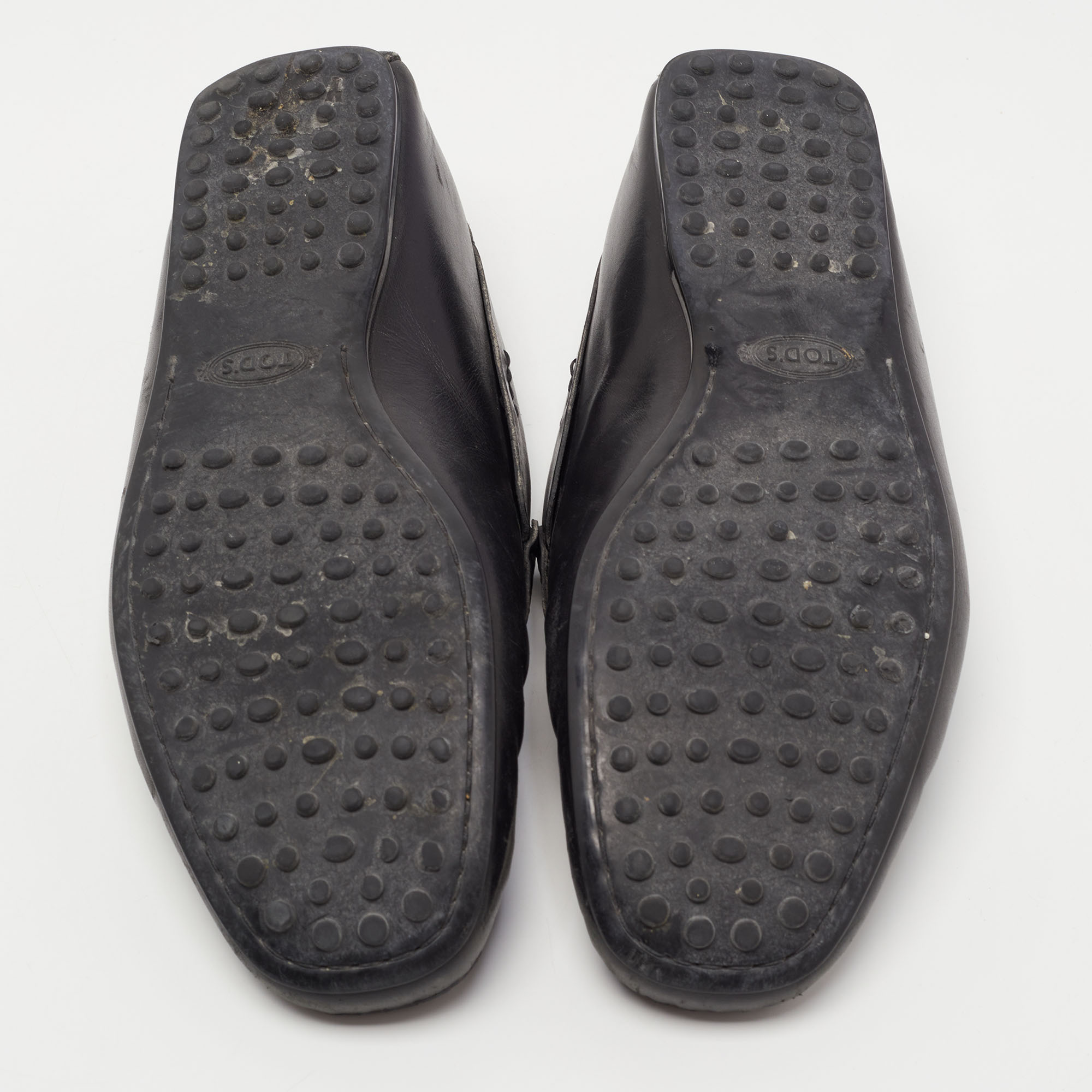Tods Black Leather Gommino Driving Loafers Size 42