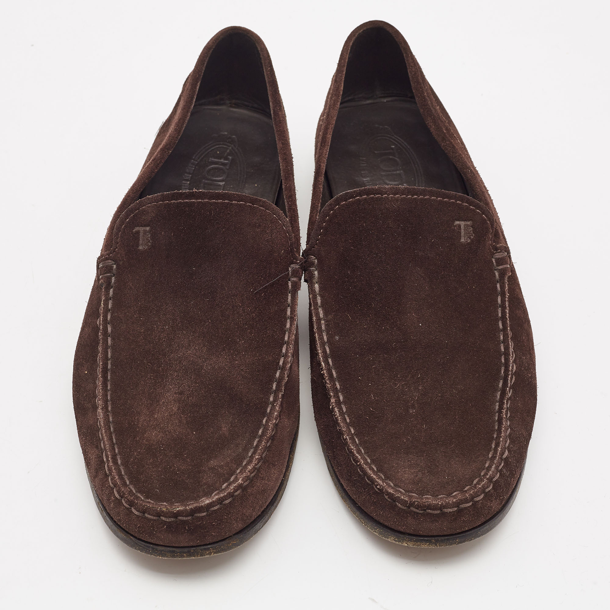 Tod's Dark Brown Suede Slip On Loafers Size 43