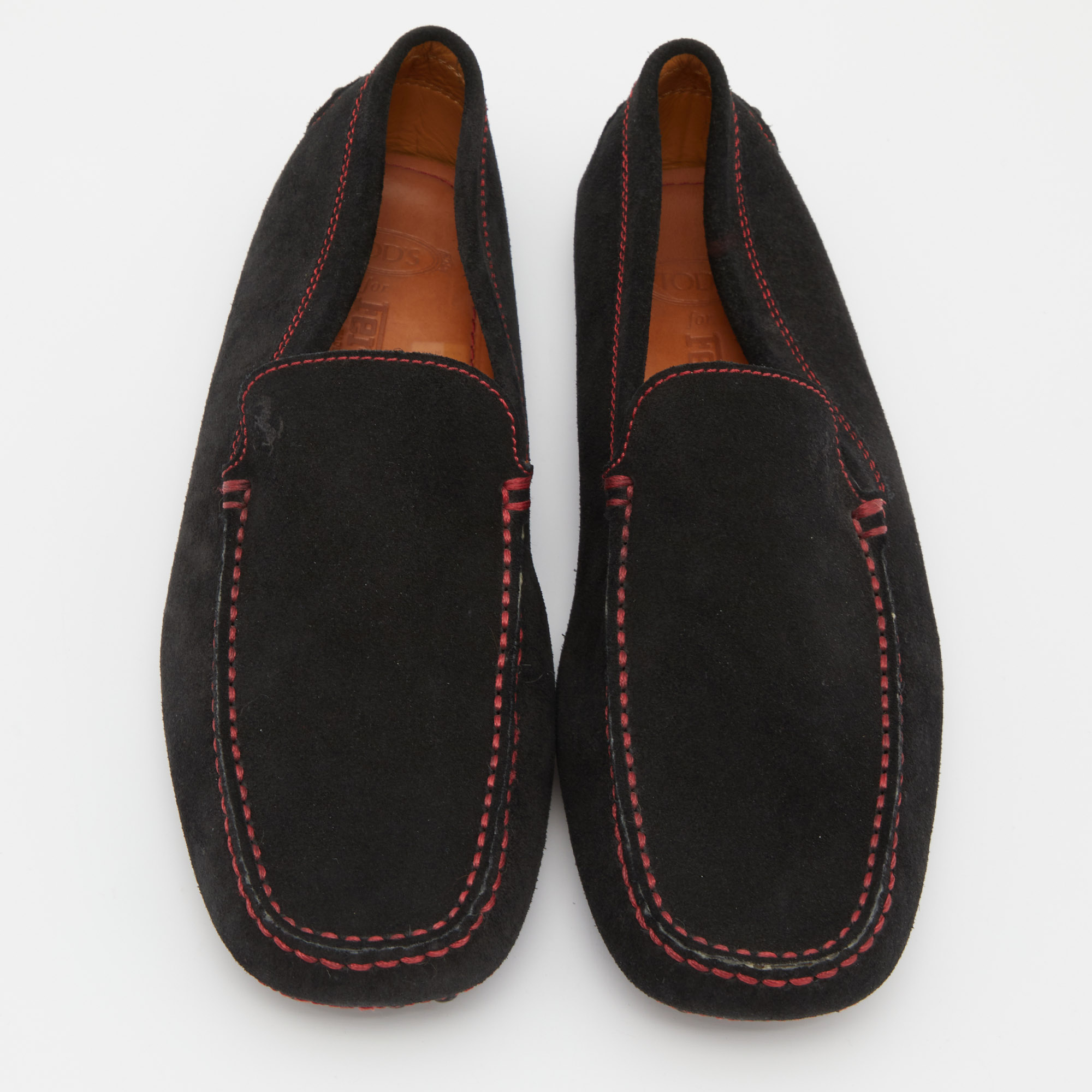Tod's For Ferrari Black Suede Slip On Loafers Size 40