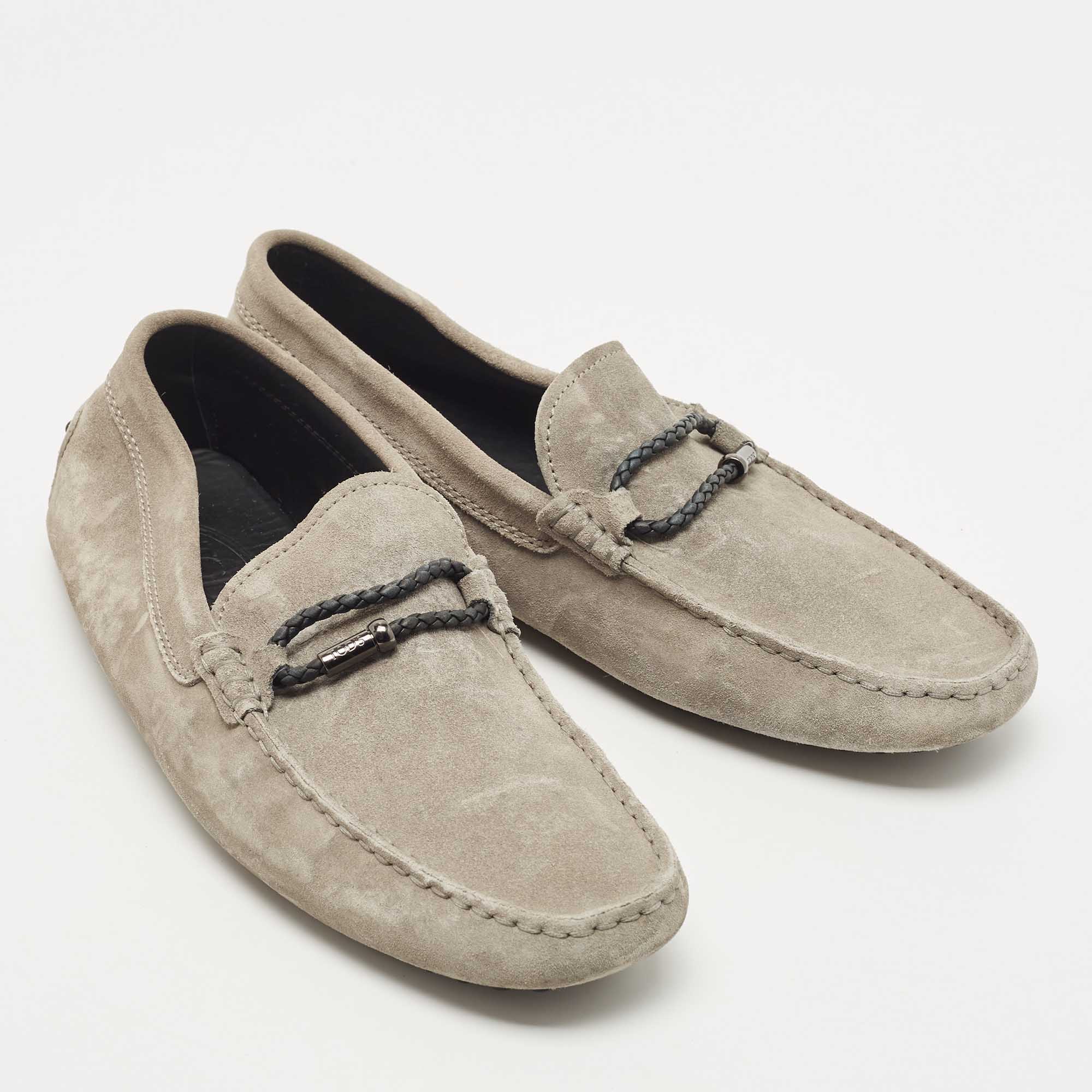 Tod's Grey Suede Slip On Loafers Size 41.5