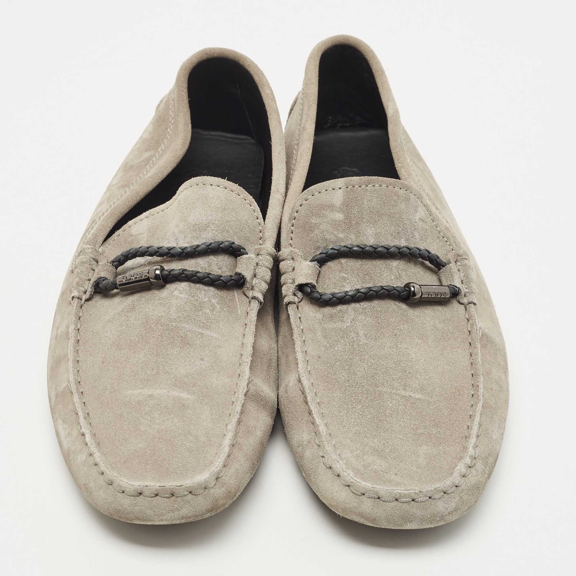 Tod's Grey Suede Slip On Loafers Size 41.5