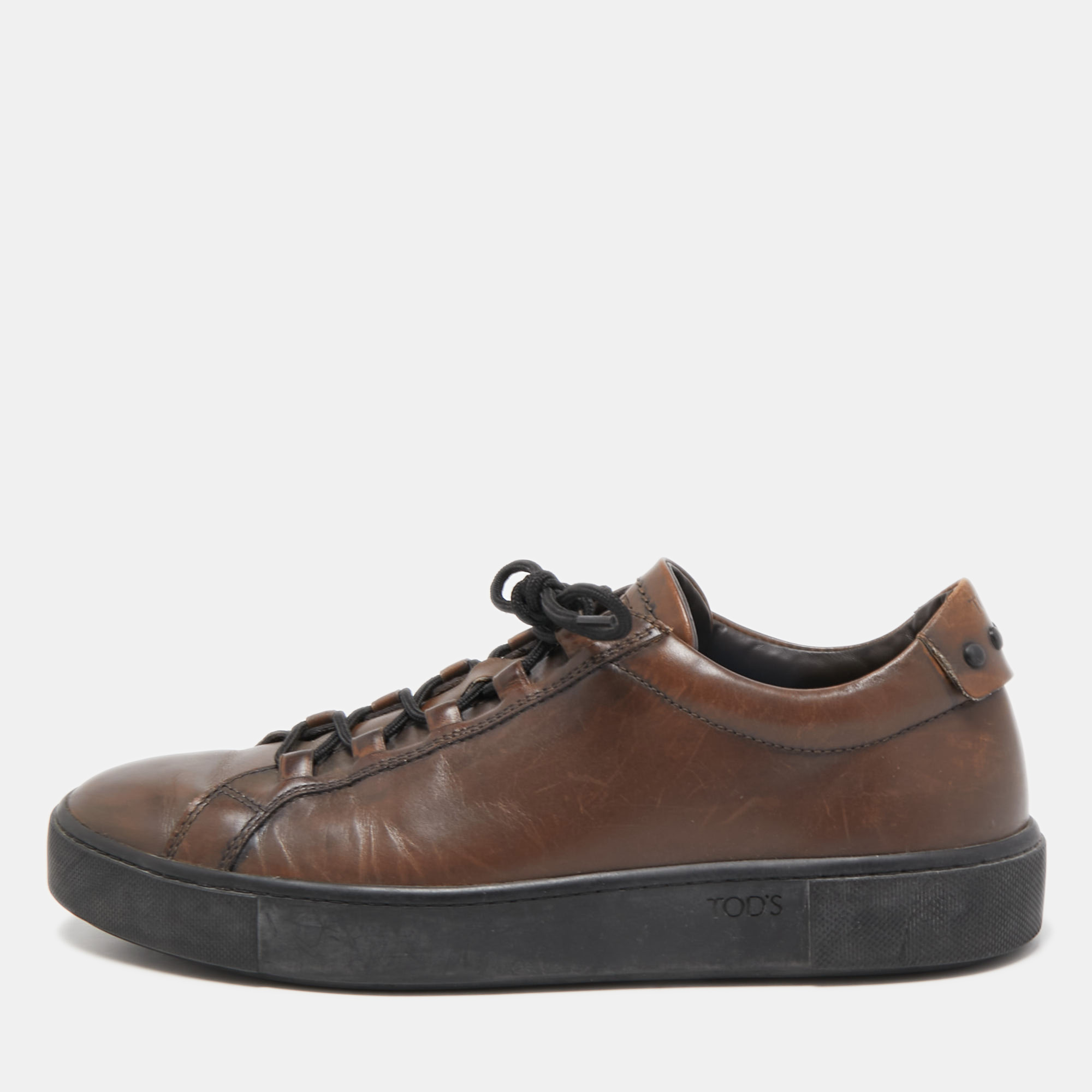 Tod's Brown Leather Low Top Sneakers Size 42
