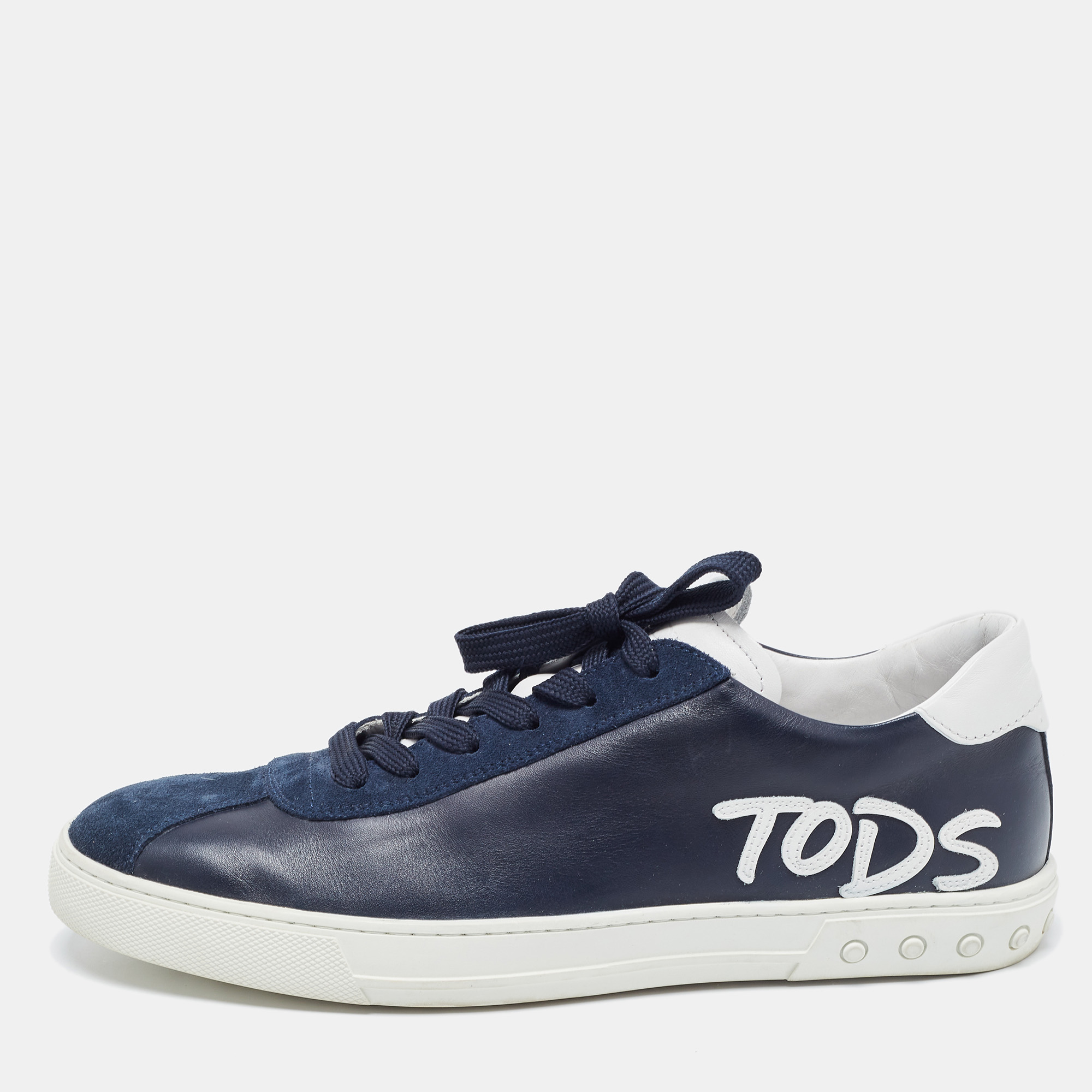 Tod's Blue Leather Low Top Sneakers Size 44